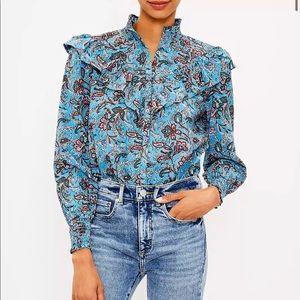 Loft Bouquet Ruffle Yoke Shirt